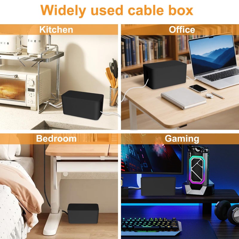 Resulzon Cable Management Cord Cover Wire Hider Box Concealer Organizer Protector System for Home Theater Entertainment Center Office School, 9.25 x 4.72 x 4.52 Inch (Mini,Black) - Image 3